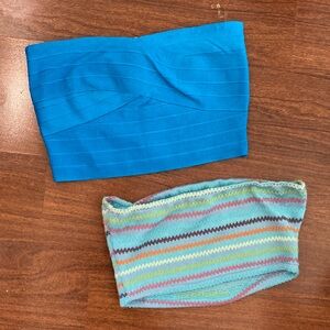 Blue and Multicolor Bandeau Tops Sz M